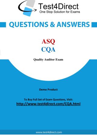 CQA ASQ Exam - Updated Questions