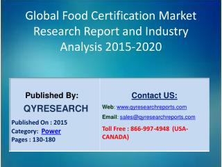 Global Food Certification Market 2015 Industry Analysis, Research, Trends, Growth and Forecasts