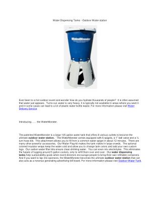 Water Dispensing Tanks - Outdoor Water station