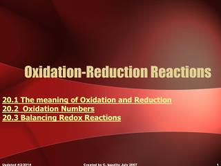Oxidation-Reduction Reactions
