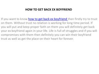 How To Get Back Ex Boyfriend In Your Life