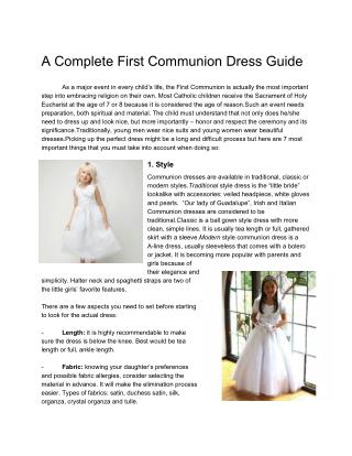 A Complete First Communion Dress Guide