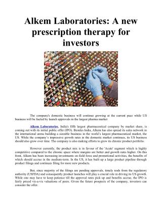 Alkem Laboratories: A new prescription therapy for investors