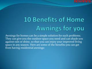10 Benefits of Home Awnings for you