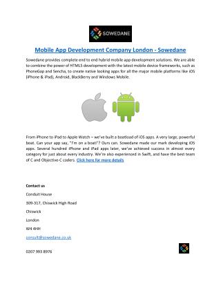 Mobile App Development Company London - Sowedane