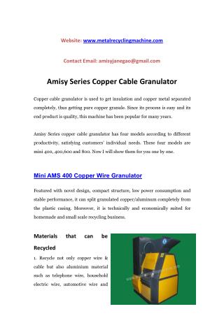 Amisy Series Copper Cable Granulator