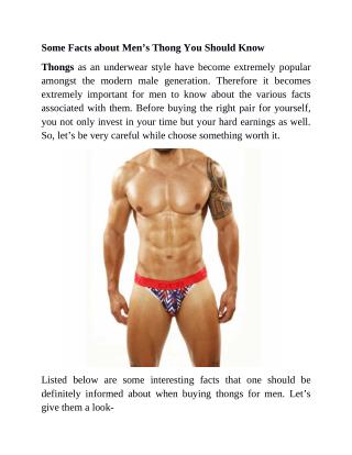 Some Facts about Men’s Thong You Should Know