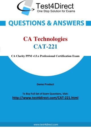 CA Technologies CAT-221 Exam - Updated Questions