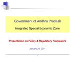 Presentation on Policy Regulatory Framework January 25, 2001