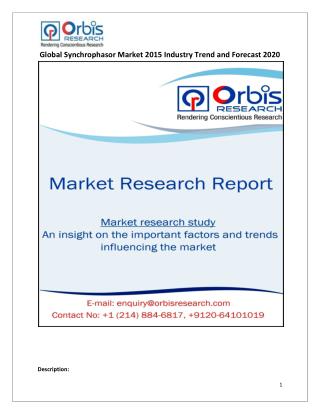 Global Synchrophasor Industry Analysis & 2020 Forecast Now Available at OrbisResearch.com