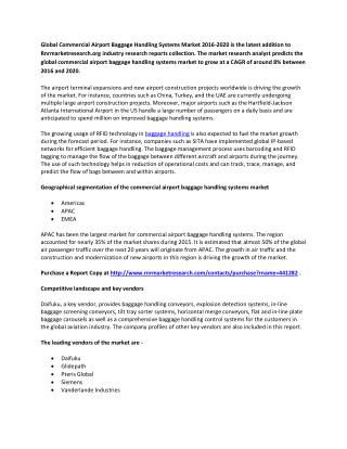 Global Commercial Airport Baggage Handling Systems Market Growth to 2020 Forecasts and Analysis Report