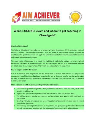 Ugc net coaching in chandigarh
