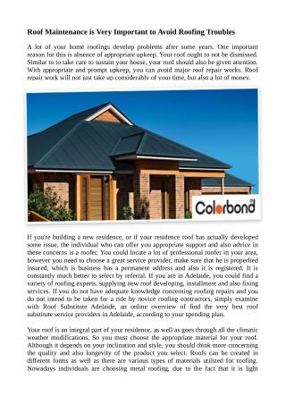 Roof Maintenance is Very Important to Avoid Roofing Troubles