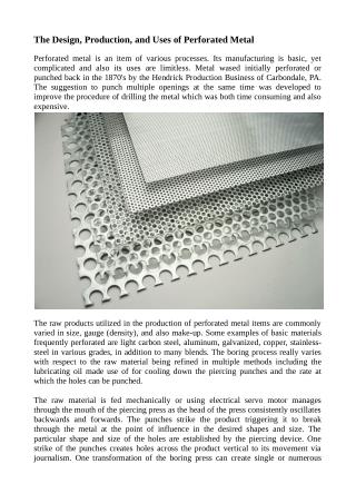 The Design, Production, and Uses of Perforated Metal