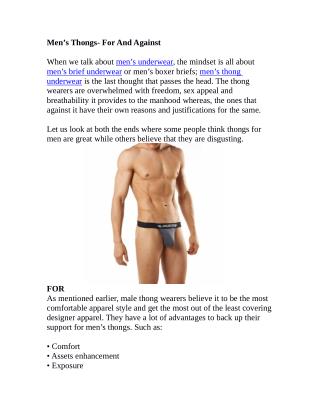 Men’s Thongs – For And Against
