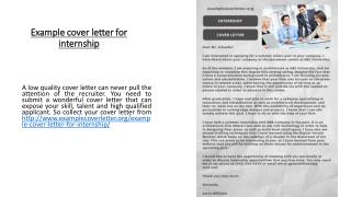 Example cover letter for internship