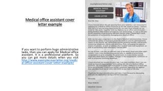 Medical office assistant cover letter example