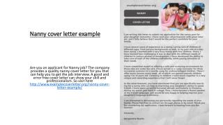 Nanny cover letter example