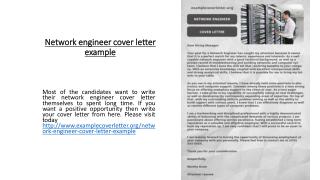 Network engineer cover letter example