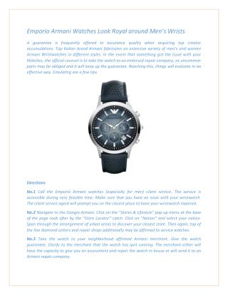 Emporio Armani Watches Look Royal around Men’s Wrists