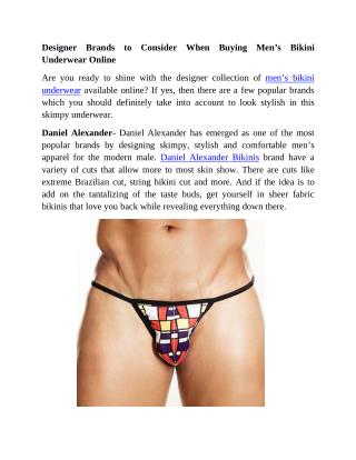 Designer Brands to Consider When Buying Men's Bikini Underwear Online
