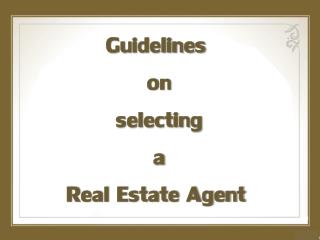 Guidelines on selecting a Real Estate Agent