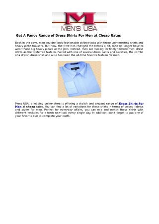 Get A Fancy Range of Dress Shirts For Men at Cheap Rates