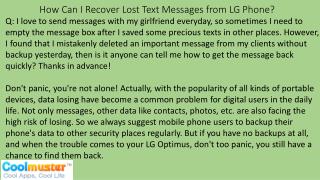 How Can I Recover Lost Text Messages from LG Phone