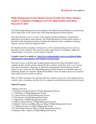 Flight Management System Market Analysis, Growth, Trends and Forecast To 2015