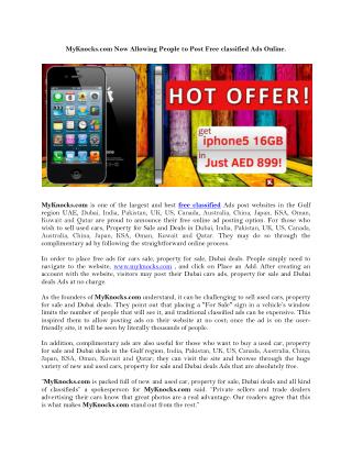MyKnocks.com Now Allowing People to Post Free classified Ads Online.