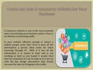 Create the Best E commerce Website for Your Business
