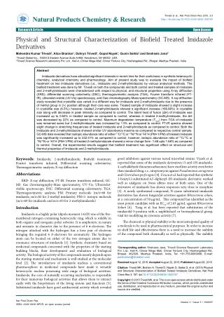 Physical and Structural Characterization of Biofield Treated Imidazole Derivatives