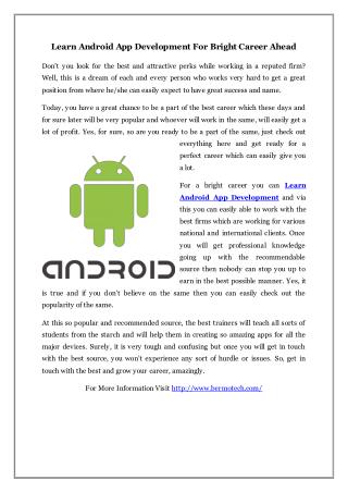 Learn Android App Development For Bright Career Ahead