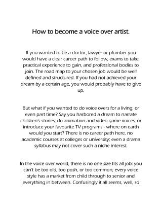 How to be a voiceover artist
