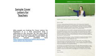 Sample Cover Letters for Teachers