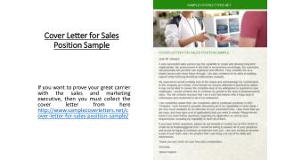 Cover Letter for Sales Position Sample