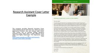 Research Assistant Cover Letter Example