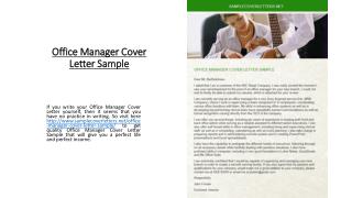 Office Manager Cover Letter Sample