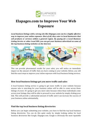 Elapages.com to Improve Your Web Exposure