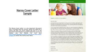 Nanny Cover Letter Sample