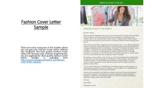 Fashion Cover Letter Sample