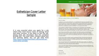 Esthetician Cover Letter Sample