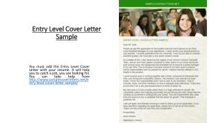 Entry Level Cover Letter Sample