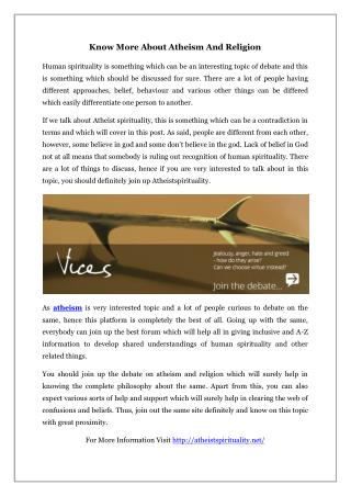 Know More About Atheism And Religion
