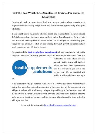 Get The Best Weight Loss Supplement Reviews For Complete Knowledge