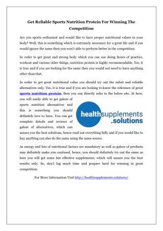 Get Reliable Sports Nutrition Protein For Winning The Competition