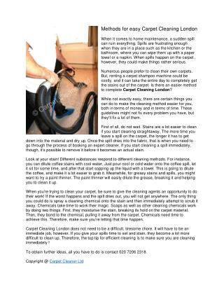 Methods for easy Carpet Cleaning London