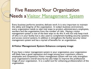 Five Reasons Your Organization Needs a Visitor Management System