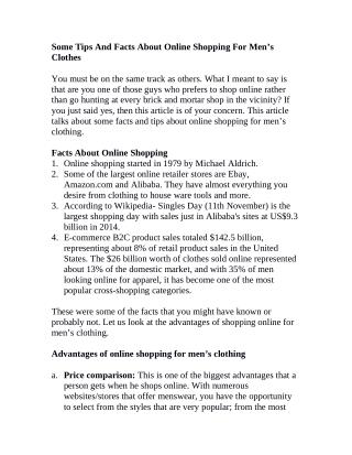Some Tips And Facts About Online Shopping For Men’s Clothes