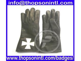 Masonic Knights Templar Black Leather Gauntlets